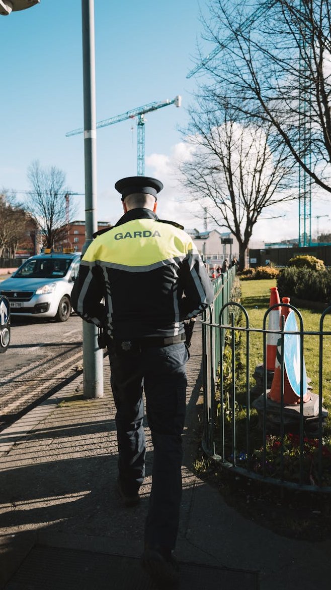 irish policeman on foot patrol