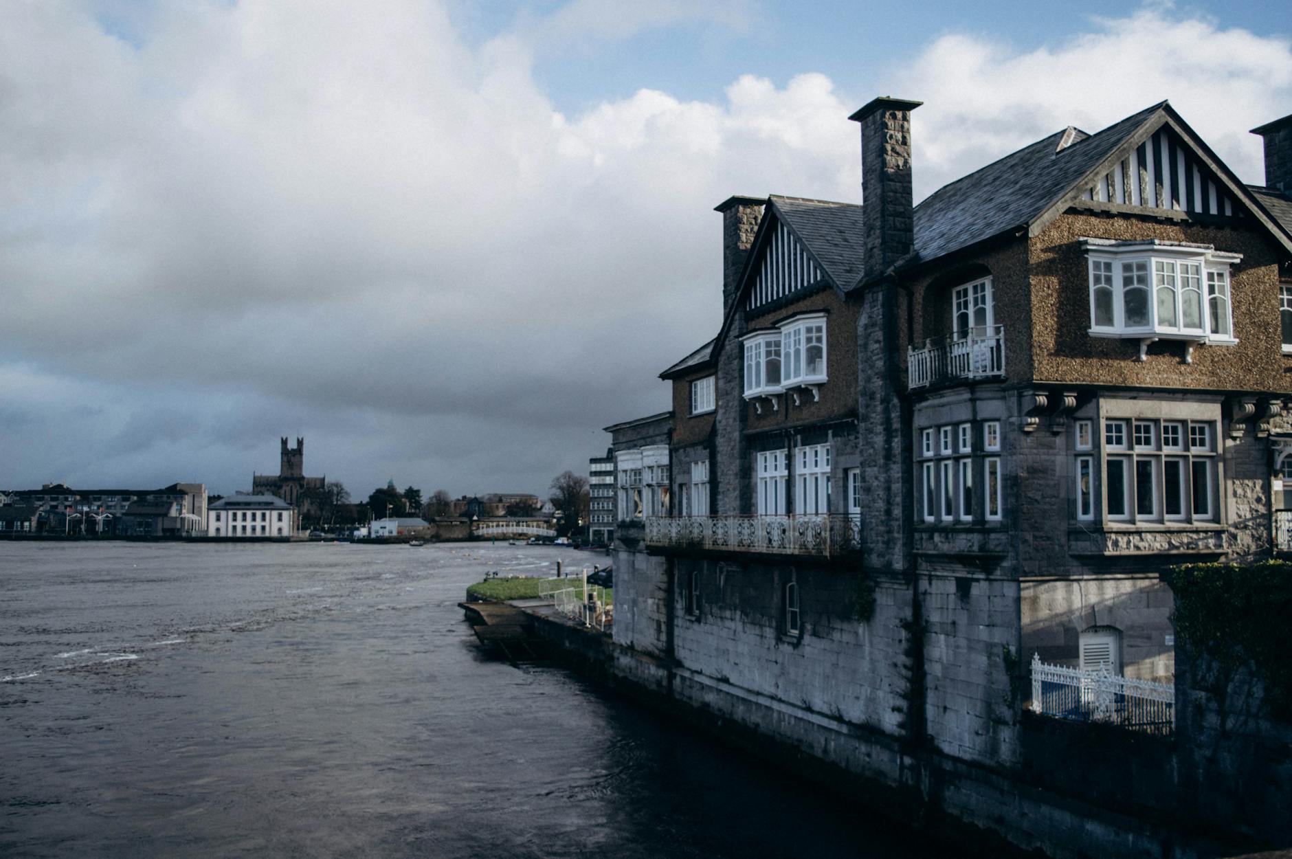 a traditional house on the shannon riverbank in limerick ireland