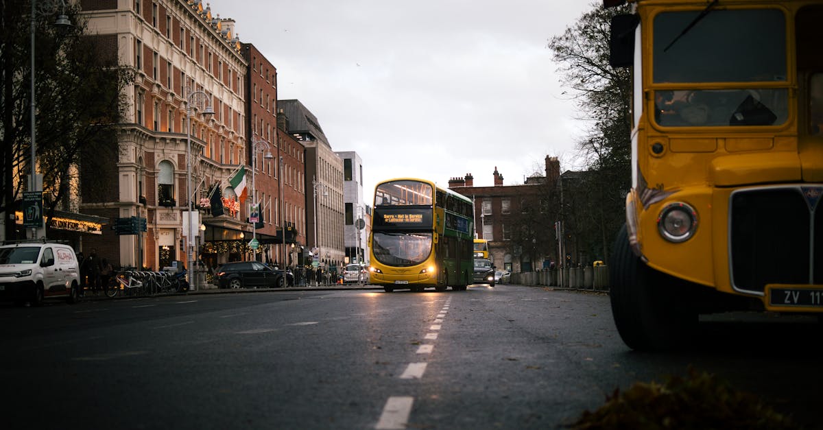 yellow city bus driving